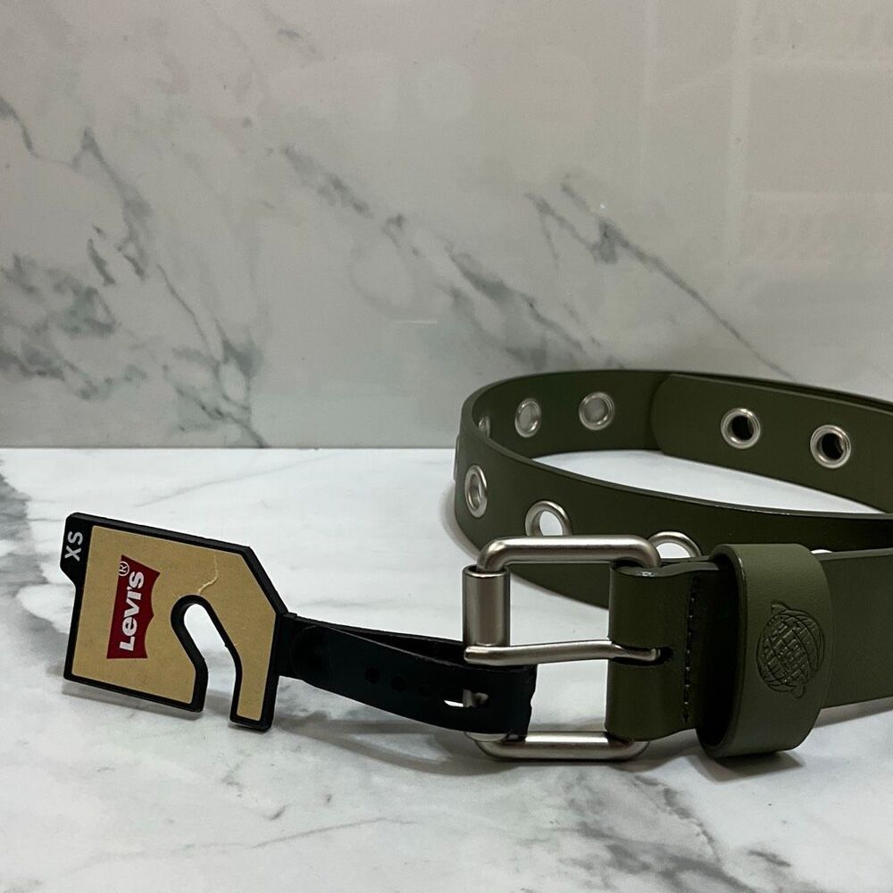 LEVI’S Green Leather Belt With Grommet Accents